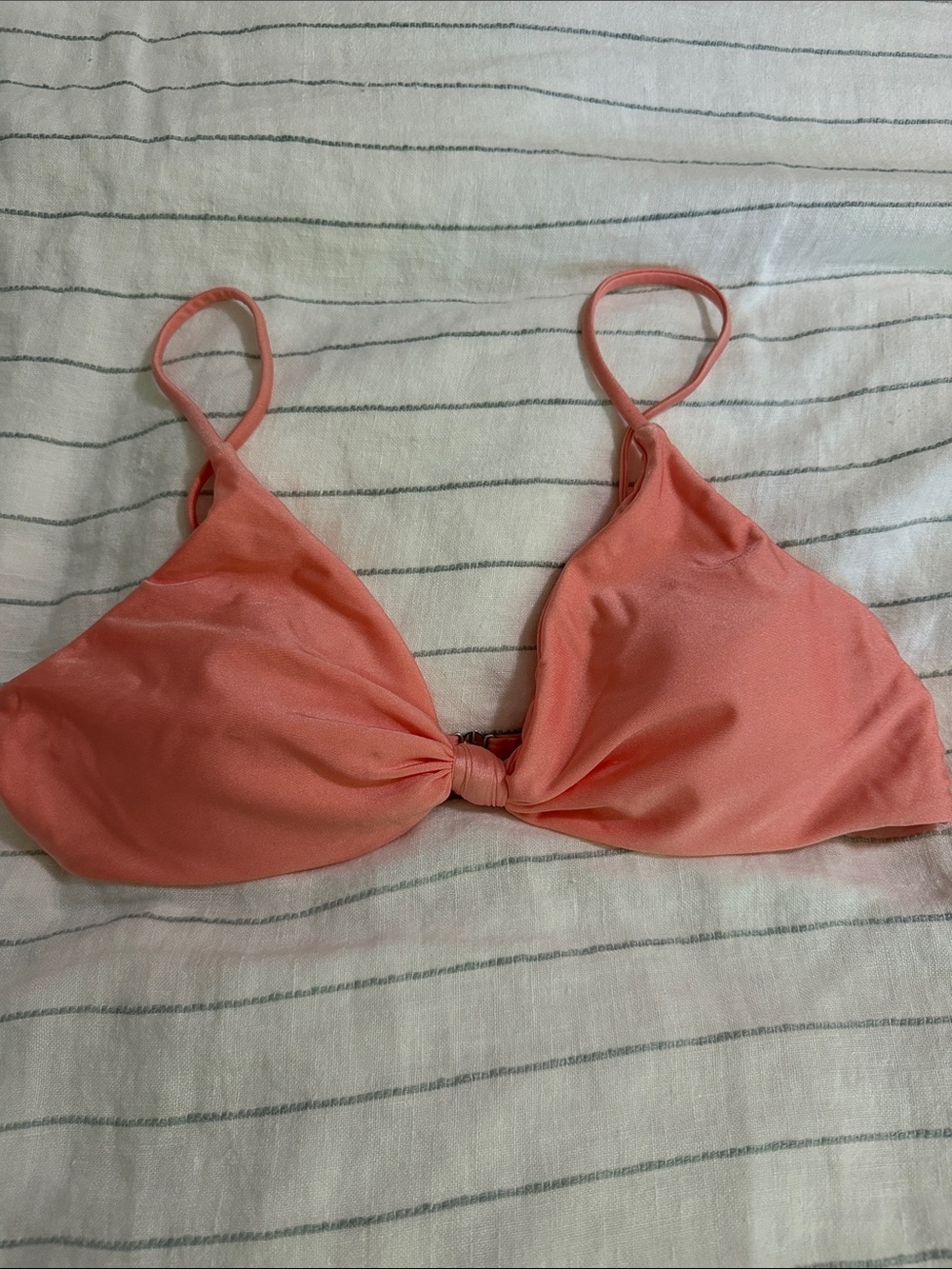 SHEIN Coral Pink Knot Front Bikini Top